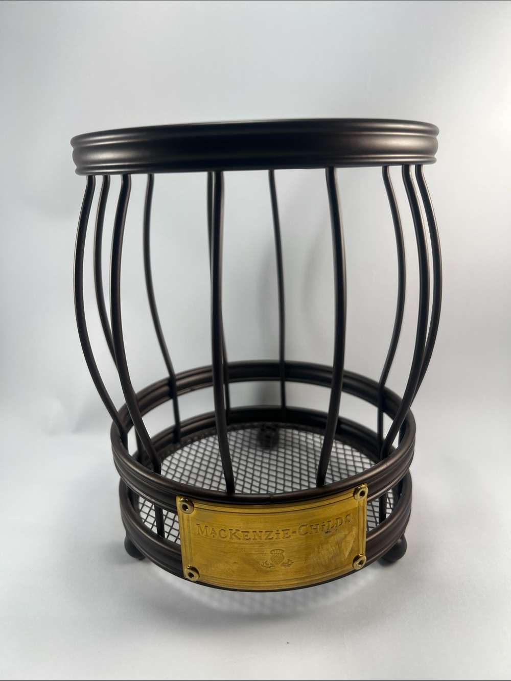 MacKenzie-Childs Bronze Cage with Brass Nameplate